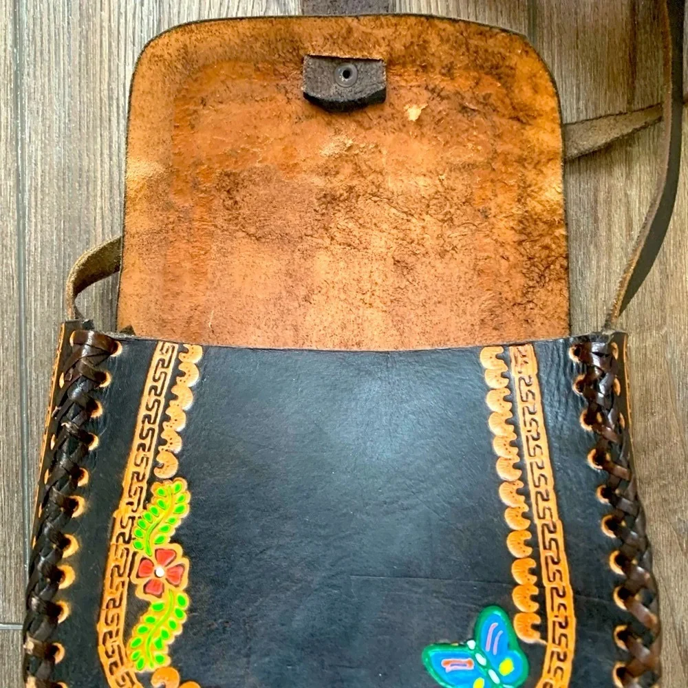 Handcrafted Floral Leather Bag - Picture 5 of 8